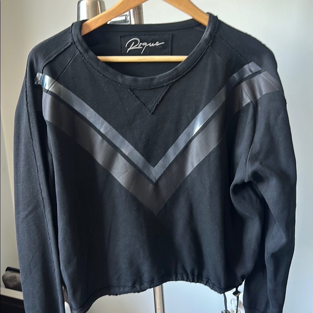 Rogue Black Long Sleeve Top with Chevron Design Made in Italy